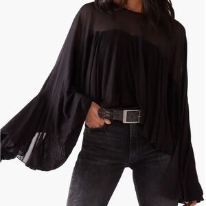 Free People Black Sheer Blouse